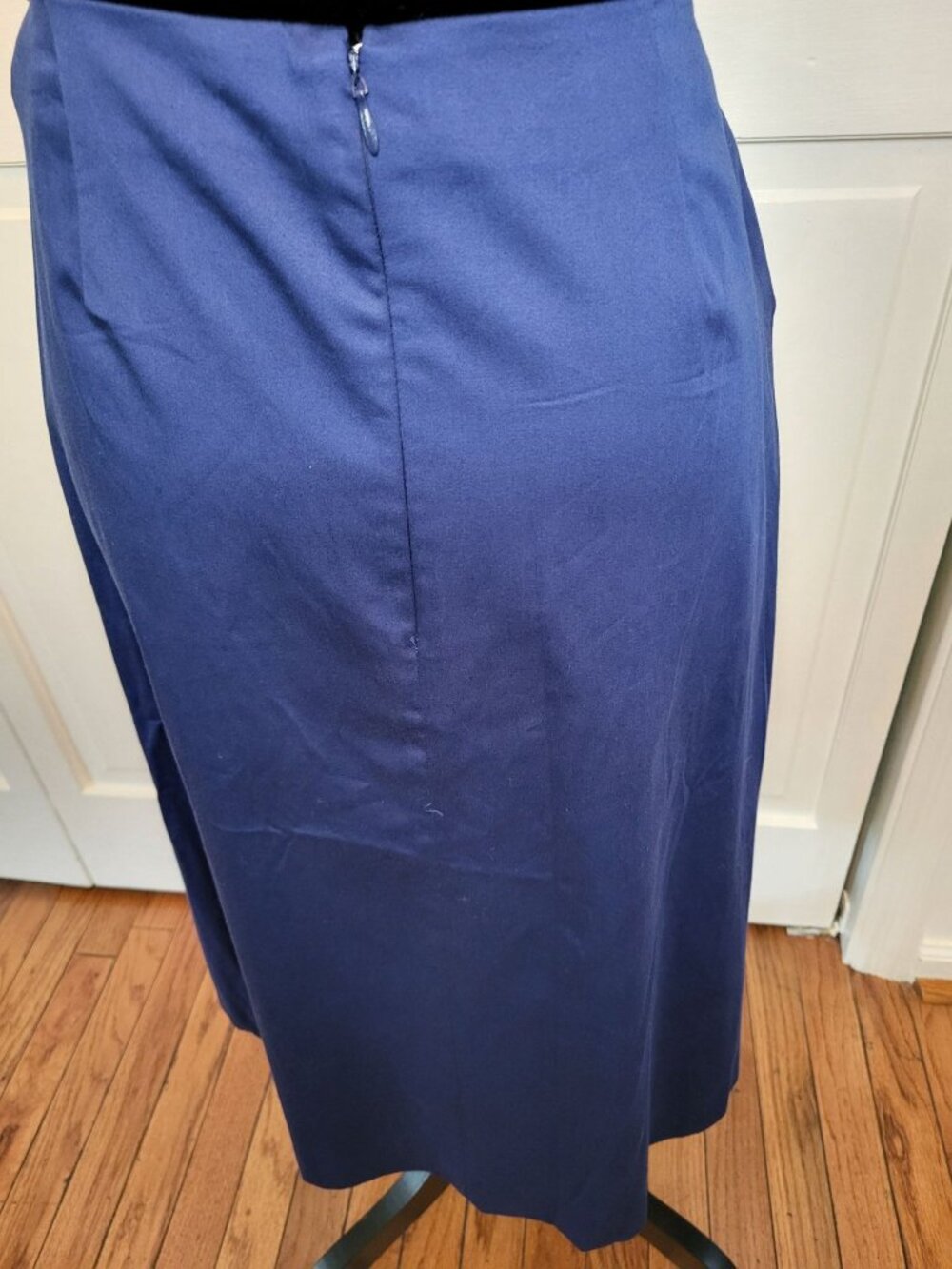 NWT Alfani Navy Blue Faux Wrap Midi Skirt 6 Old Money Preppy Nautical Classic - Picture 2 of 11